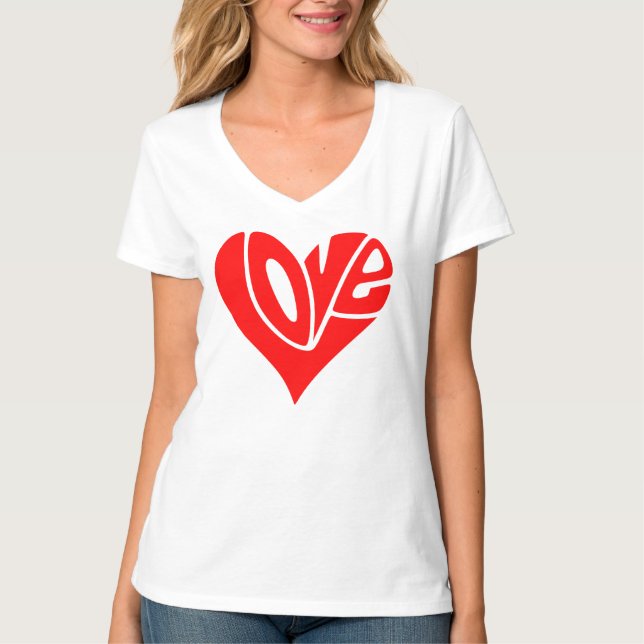 Love Typography in Heart Shape T-Shirt (Front)