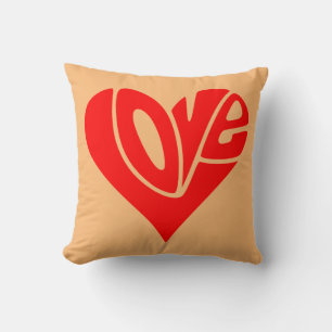 Love Typography in Heart Shape Throw Pillow