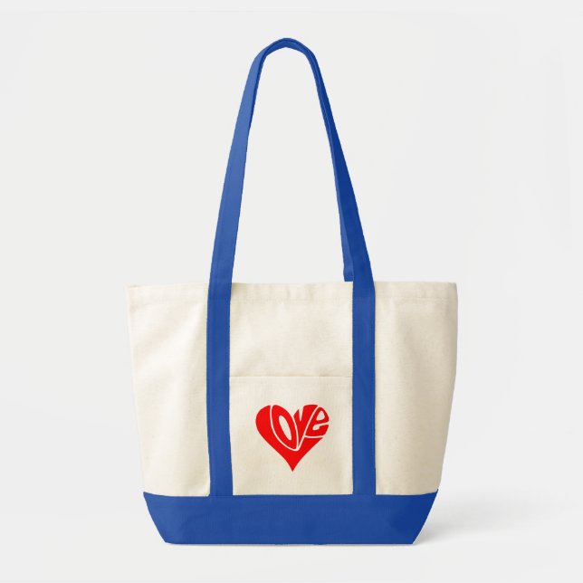 Love Typography in Heart Shape Tote Bag (Front)