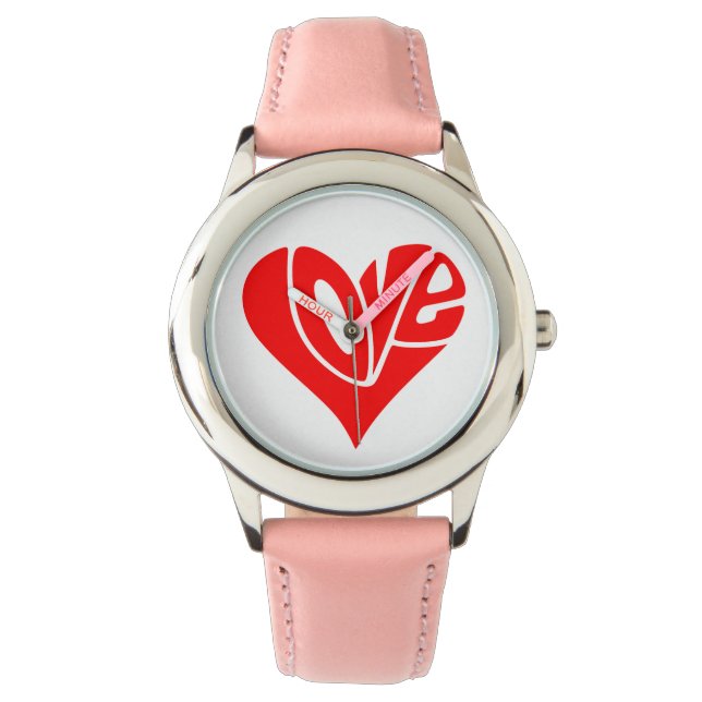 Love Typography in Heart Shape Watch (Front)