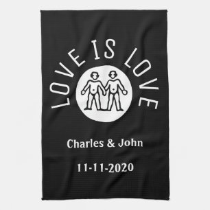 Love Typography Lesbian Gay Pride LGBT Black White Towel