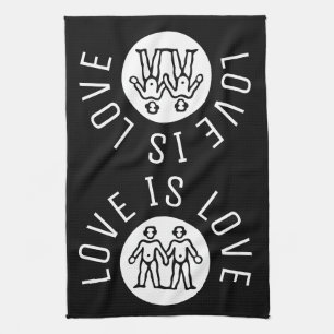 Love Typography Lesbian Gay Pride LGBT Black White Towel