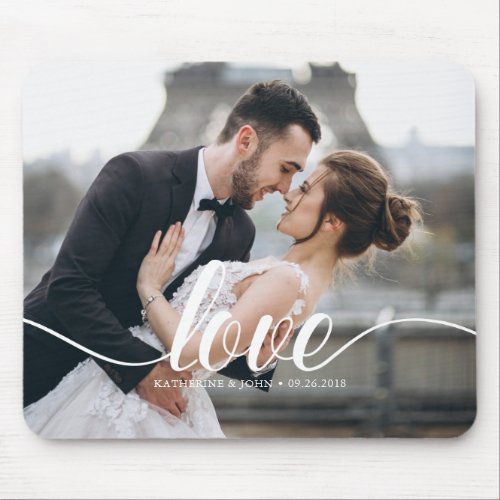 Love Typography Overlay Custom Photo Mouse Pad