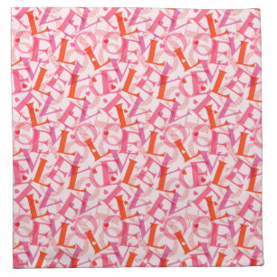 LOVE Typography Pattern Valentine's Day Cloth Napkin