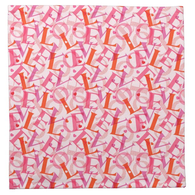 LOVE Typography Pattern Valentine's Day Cloth Napkin (Front)
