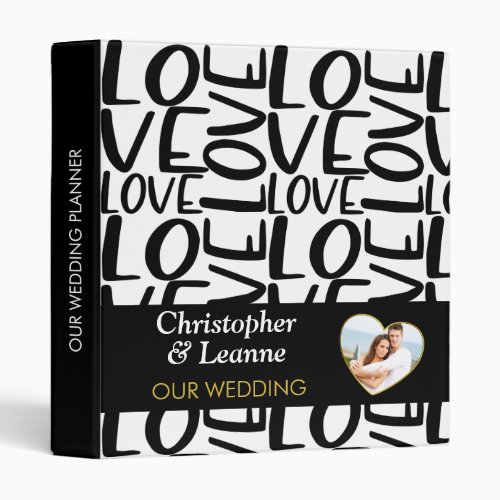 Love Typography Photo Wedding 3 Ring Binder