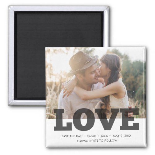 Love Typography Photo Wedding Save the Date Magnet