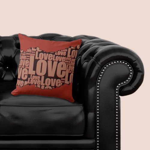 Love Typography Red And Black Torn Pattern  Throw Pillow
