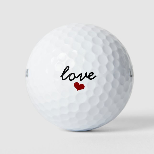 Love typography red heart golf balls (Front)