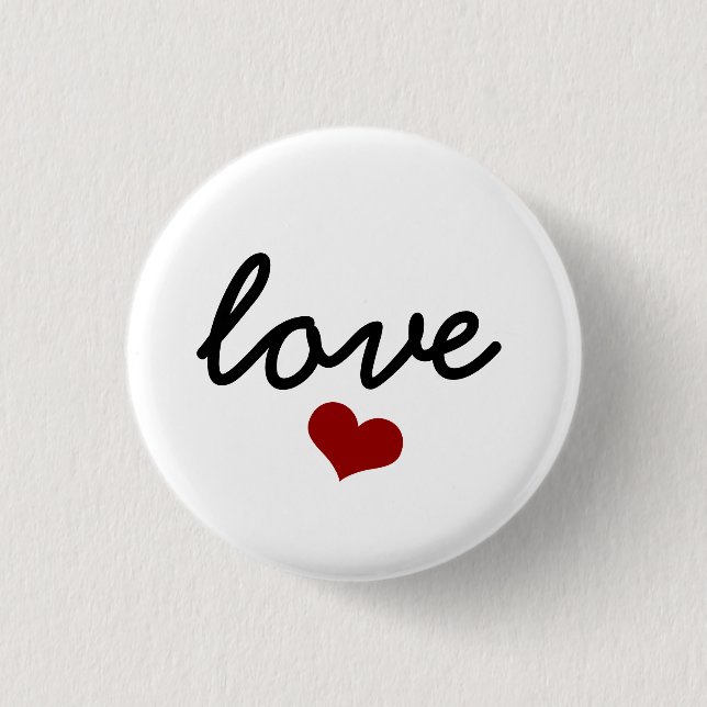 love typography red heart valentine  button (Front)
