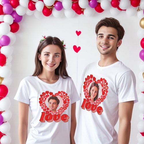 Love typography red hearts photo T_Shirt