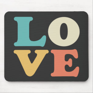 Love Typography Retro Color Square Mouse Pad