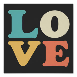 Love Typography Retro Color Square Poster