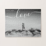 Love typography script black white wedding photo jigsaw puzzle<br><div class="desc">Love typography script black white wedding photo  indoor game jigsaw puzzle</div>