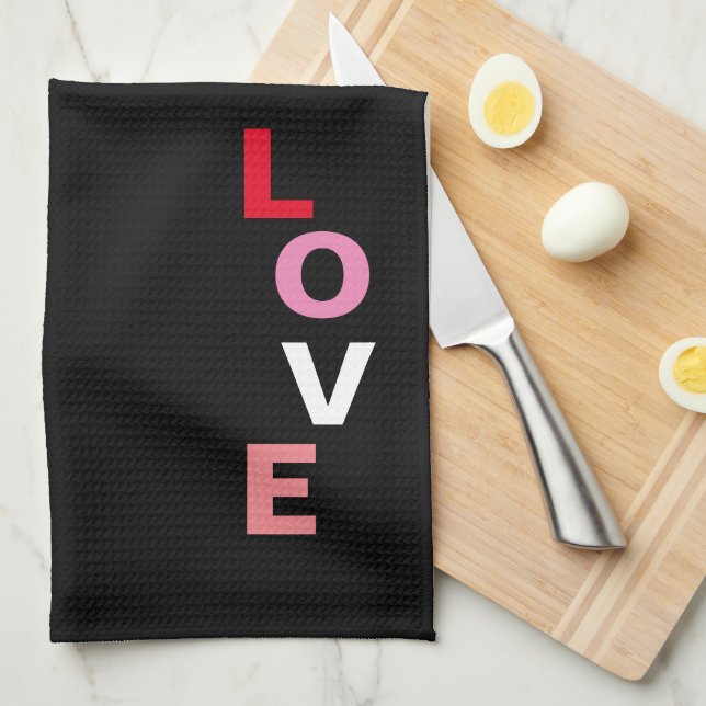 Love Typography Valentines Day  Kitchen Towel (Quarter Fold)