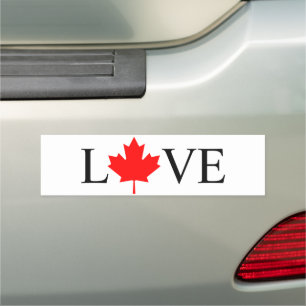 Love typography with red maple leaf Canada pride Car Magnet