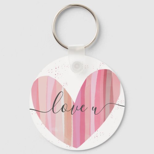 love U Cute Pink Textured Heart Keychain