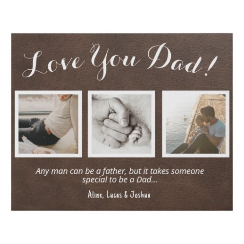 Love U Dad Faux Wrapped Canvas Print Customizable