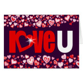 Love U diamond heart red & purple card (Front Horizontal)