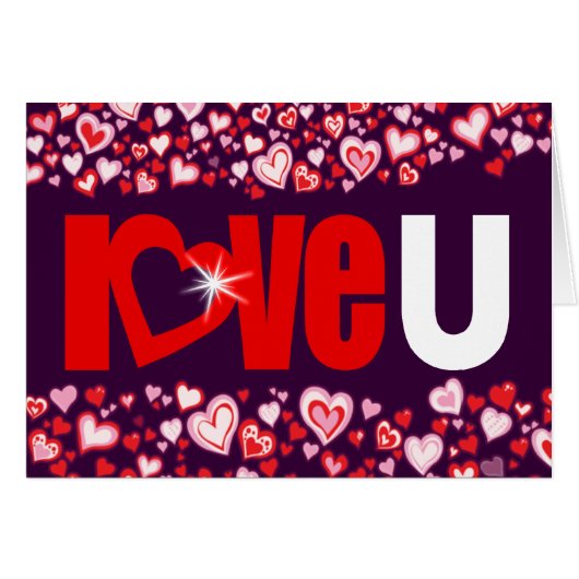 Love U diamond heart red & purple card (Front Horizontal)
