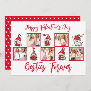 Love U Lettering Gnomes BFF Five Photos Red Frame Holiday Card
