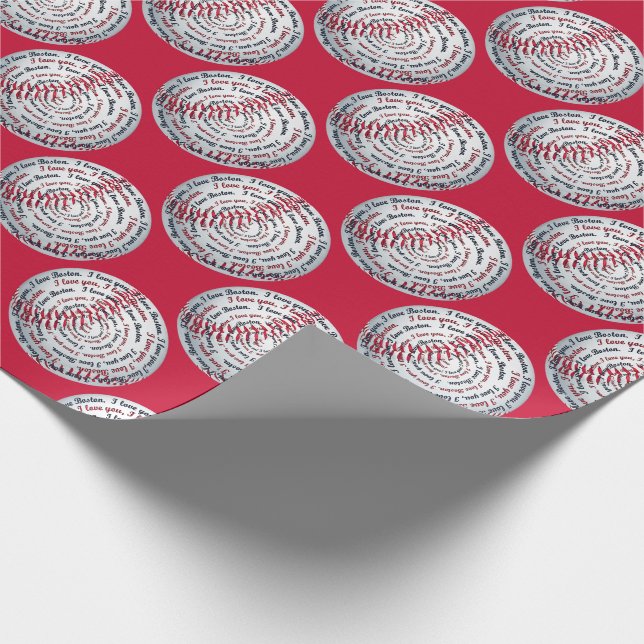 Love U Love Boston-Baseball Gift Wrap 06-Red (Corner)