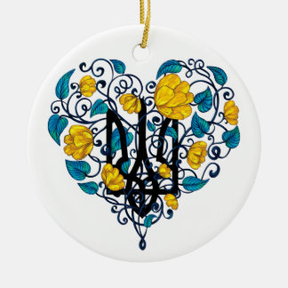 Love Ukraine Postcard Classic Round Sticker Ceramic Ornament