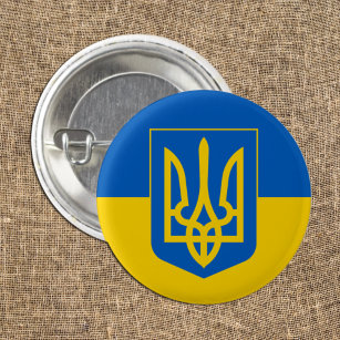 Love Ukraine & Ukrainian Flag fashion / sports fan Button