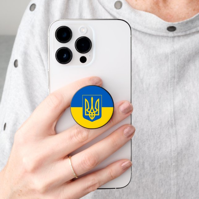 Love Ukraine & Ukrainian Flag fashion / sports fan PopSocket (Hand)