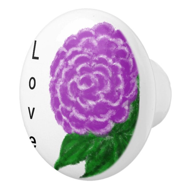 Love Ultra Violet Floral Watercolor Ceramic Knob (Right)