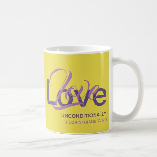 LOVE UNCONDITIONALLY Monogram Christian Yellow Coffee Mug