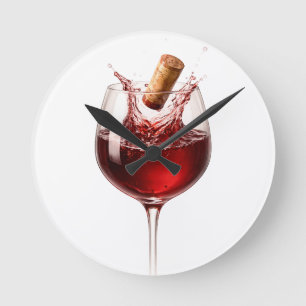 Love Uncorked Elegant Wine Splash Wedding Gift Round Clock