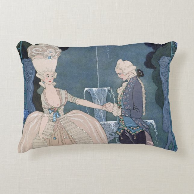 Love under the Fountain, illustration for 'Fetes G Decorative Pillow (Front)