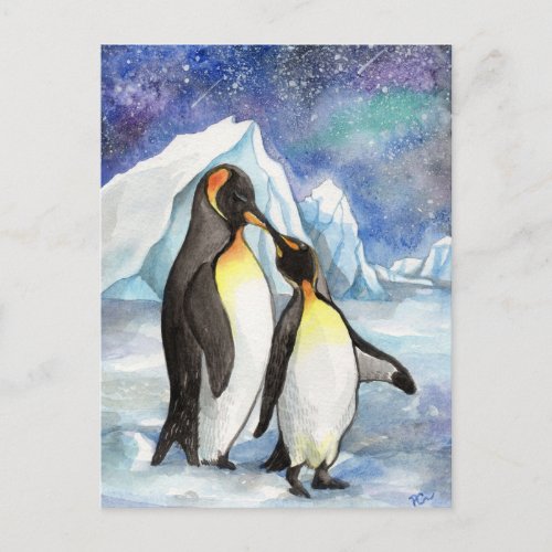 Love Under the Stars _ Penguin Lovers Postcard