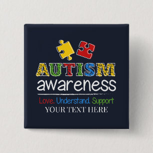 Love Understand Support Autism Awareness Button