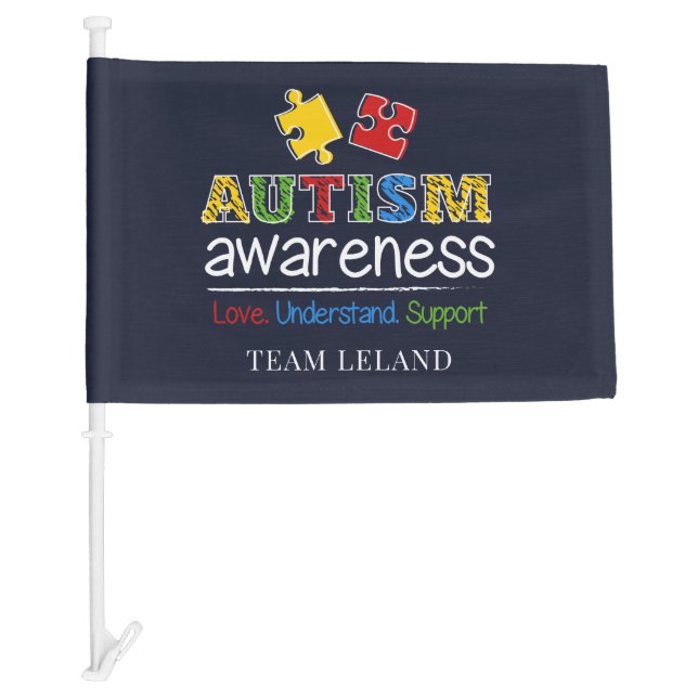 Love Understand Support Autism Awareness Car Flag (Front)