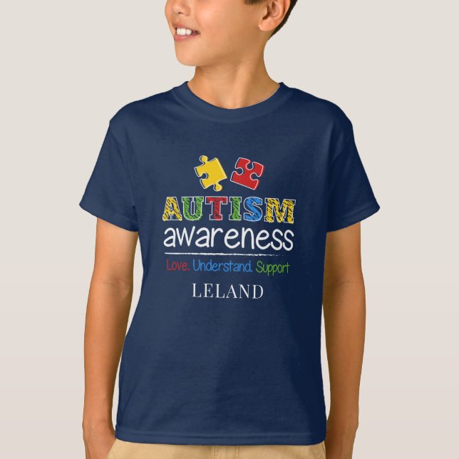 Love Understand Support Autism Awareness T-Shirt (Front)