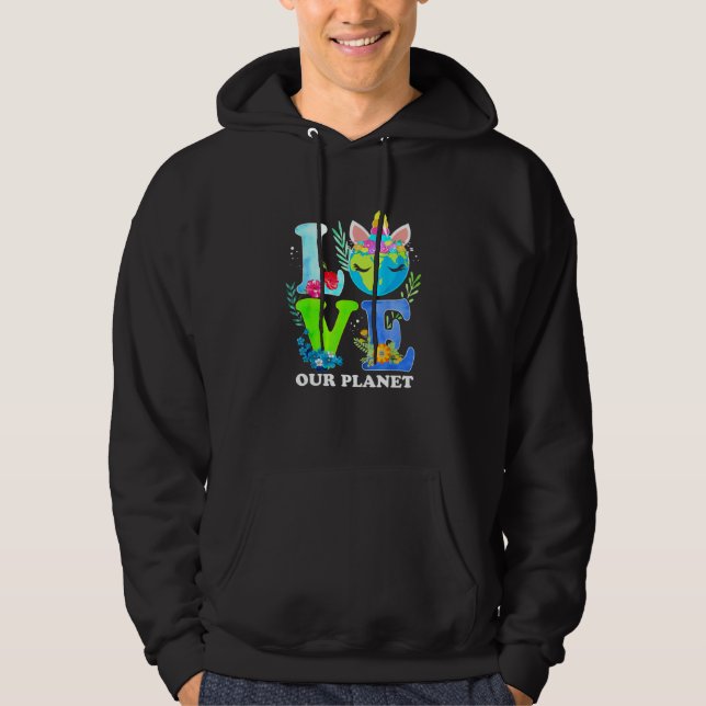 Love Unicorn Earth Day 2023 Our Planet Environment Hoodie (Front)