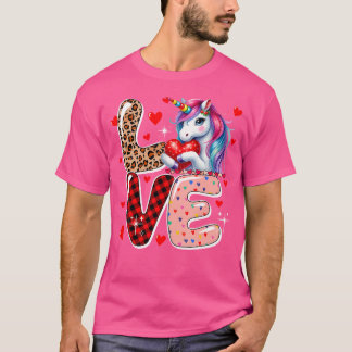 Love Unicorn Leopard Cute Hearts Valentine'S Day K T-Shirt