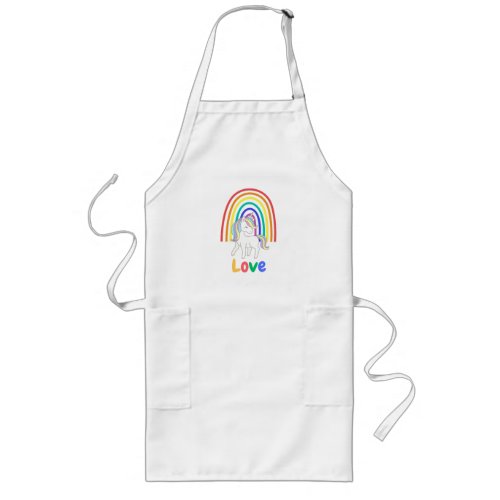 Love unicorn rainbow long apron