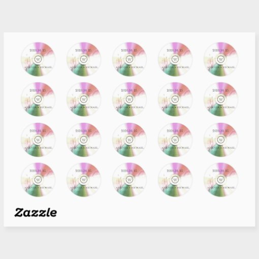 LOVE Unique Modern Retro CD Wedding Favor Classic Round Sticker Zazzle