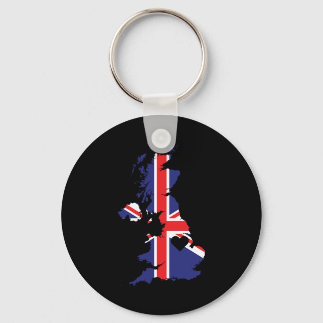 Love United Kingdom Gift British Pride Heart Keychain (Front)