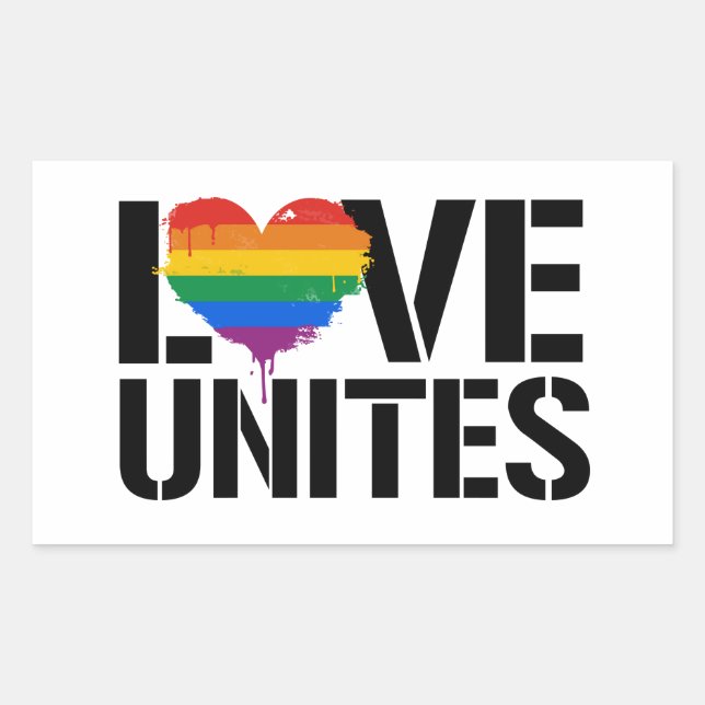 Love Unites Rectangular Sticker (Front)