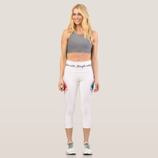 Love Unites Waistband Design – Motivational Women’ Capri Leggings