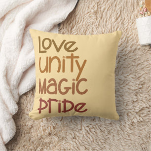 Love Unity Magic Pride Black  Throw Pillow