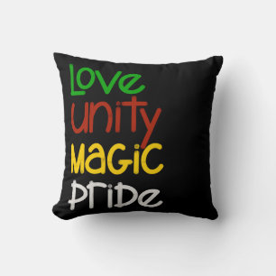 Love Unity Magic Pride Black Throw Pillow