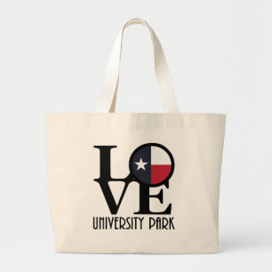 LOVE University Park TX Large Tote Bag