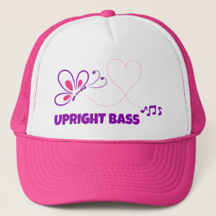 Love Upright Bass Pink Purple Butterfly Heart Trucker Hat