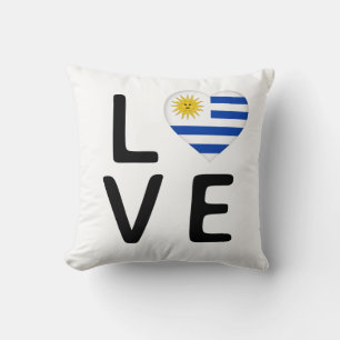 Love - Uruguay Flag Throw Pillow