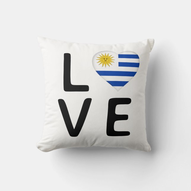 Love - Uruguay Flag Throw Pillow (Front)